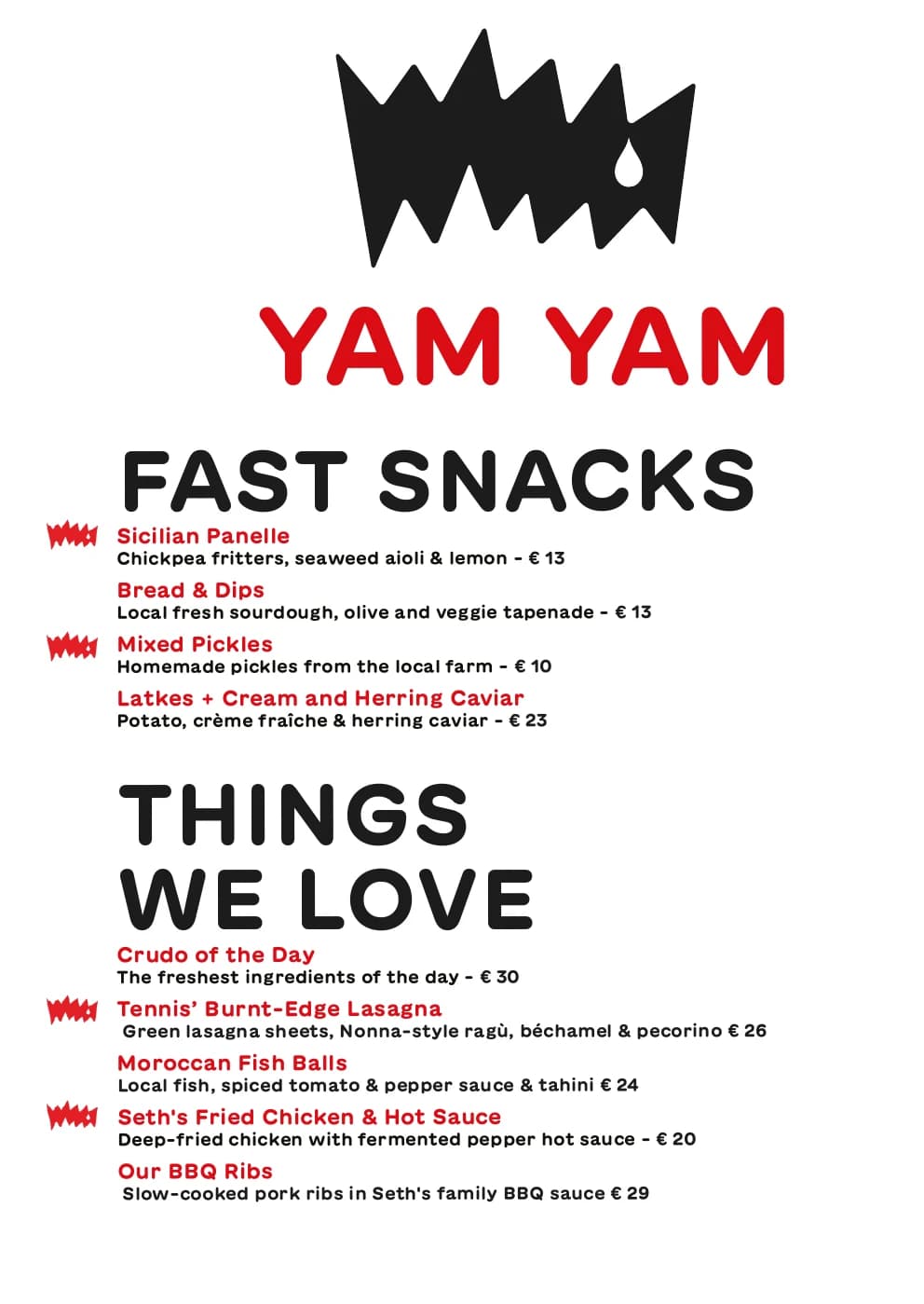 food menu, page 1