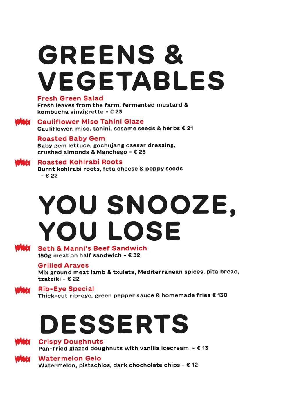 food menu, page 2